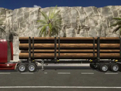 Semi Truck Trailer 04 - Logging trailer Low-poly 3D model