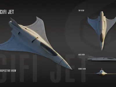 Sci-Fi Jet Ships Collection Low-poly 3D model