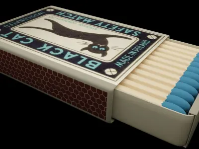 matches matchbox with inside Low-poly 3D model