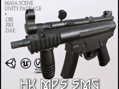 HK MP5 SMG  LowPoly-GameReady  Low-poly 3D model