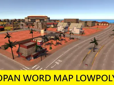 opan word map lowpoly Low-poly 3D model