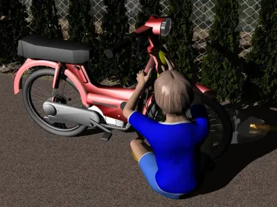 Vespino gold motorcycle 3D model