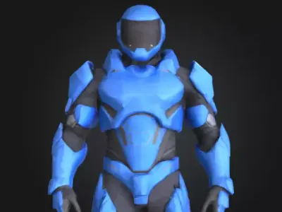 Futuristic Blue Soldier Model Tactical Armored SciFi Character Low-poly 3D model