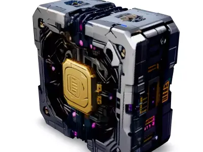SciFi Futuristic Circuitry Cube Low-poly 3D model