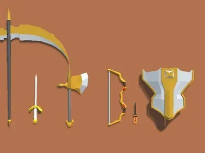 Lowpoly Weapons fantasy Low-poly 3D model