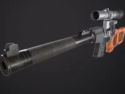 Russian  USSR sniper rifle VSS Vintorez Low-poly 3D model