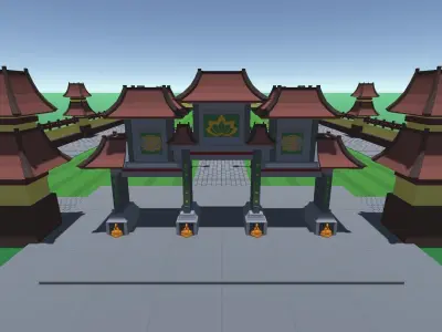9t5 Low Poly Shaolin Monk Temple Low-poly 3D model