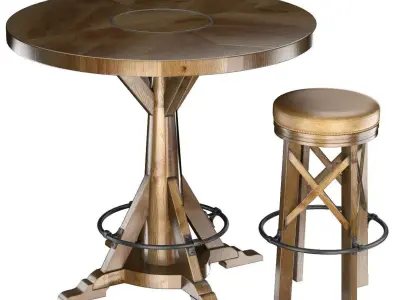 HUNTINGDON COLLECTION table and bar stool 3D model