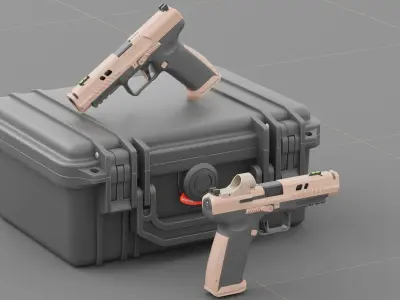 Canik TTI-Combat with Pelican Case Low-poly 3D model