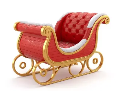 Ornate Santa Sleigh 3D Model Classic Christmas Vehicle Low-poly 3D model purchase