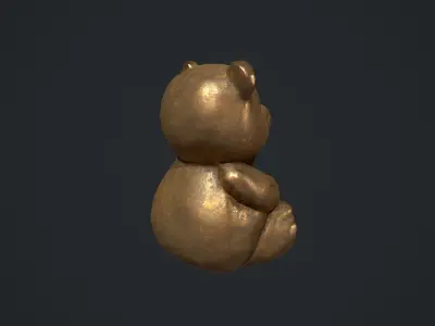 Bronze Teddy Bear Statue Low-poly 3D model