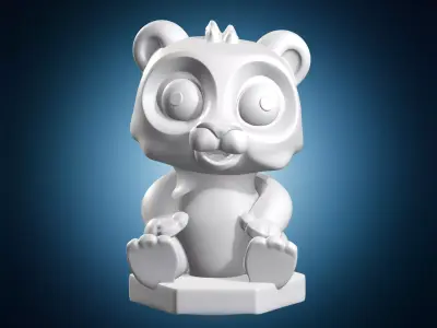 Miniature Polar Bear on Base 3D print model