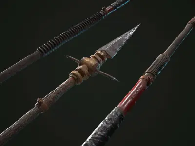 Spear pair of swords Low-poly 3D model