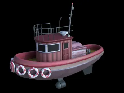 Tugboat lifeboat Low-poly 3D model