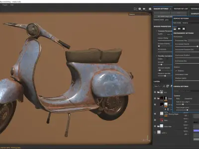 Vespa 50s rusty Low Poly Low-poly 3D model
