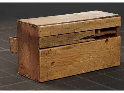 Vintage Wooden Multi-Drawer Storage Cabinet 3D model
