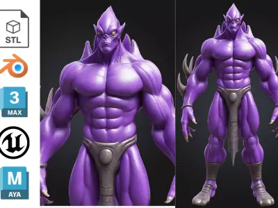 Stylized Alien Demon Warrior Low-poly 3D model