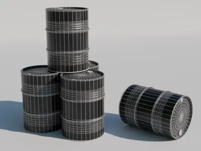 Metal Drum Low-poly 3D model