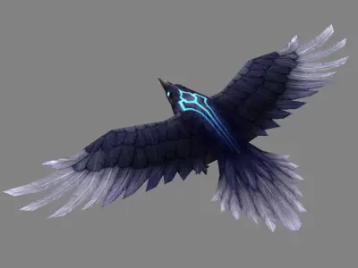 Cartoon Crow - Raven - Black Bird Monster Low-poly 3D model