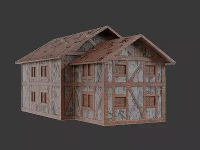 Low Poly Medieval House Low-poly 3D model