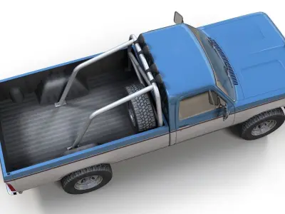 Dodge D100 offroad truck Low-poly 3D model