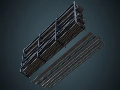 Pipe Rack 1B Low-poly 3D model