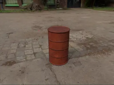 PBR Textured Low Poly Rusty Old Oil Barrel 3D Model Game Ready Free low-poly 3D model