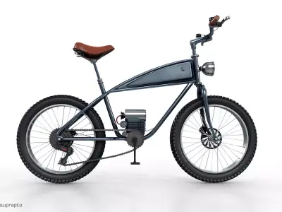 Electric Mountain Bicycle Low-poly 3D model
