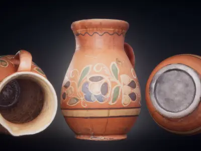 Old clay jug Low-poly 3D model