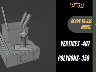 Military pencil holder 3D Low-poly Low-poly 3D model