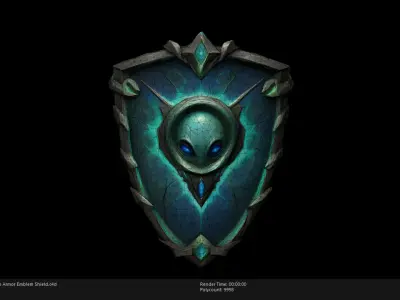 Low Poly Stylized Alien Armor Emblem Shield Low-poly 3D model