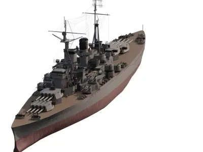 WW2 BATTLESHIP based on King George V -class battleship 3D model