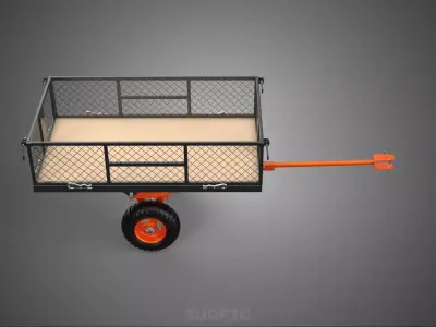 FLATBED MESH TRAILER CART TOW TRACTOR WAGON TROLLEY DOLLY GARDEN 3D model