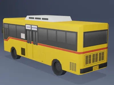 Yellow Thai bus Low poly v07 Low-poly 3D model