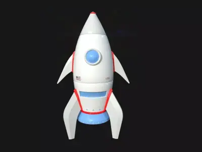 Cartoon Spaceship 07 USA - Spacecraft Vehicle SciFi Low-poly 3D model