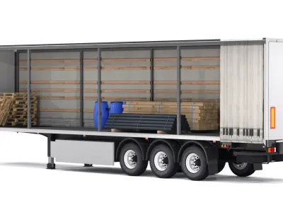 Semi Trailer Open Curtain 3D model