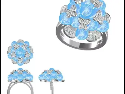 JCD Format Antique color stone rings jewellery cad design 3D print model