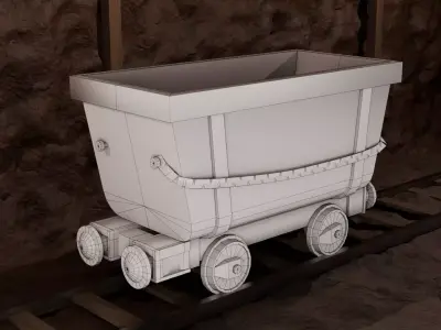 Rusty Minecart Low-poly 3D model