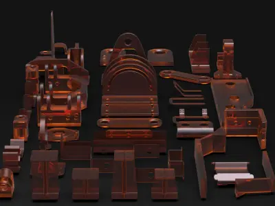 50 Hard Surface Sub-D Brackets And Linkages 3D model
