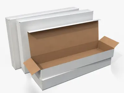 Tuck Top Boxes - White Long Packaging Set 3D model