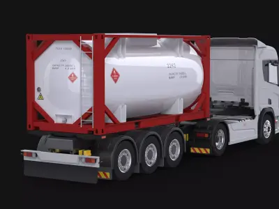 Euro Truck and ISO 20 Tanker Trailer 3D model
