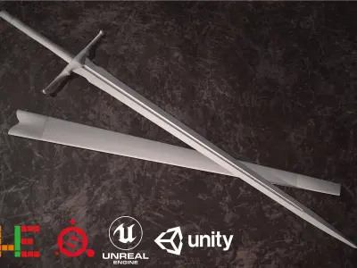 HIE Game Ready Sword D180226 Low-poly 3D model