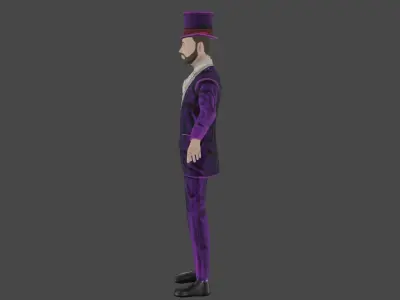Ballroom man in suit and top hat Low-poly 3D model