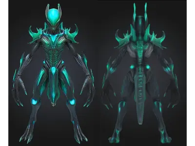 Cyber Alien Overlord Low-poly 3D model