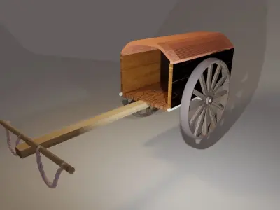 Midieval cart Low-poly 3D model