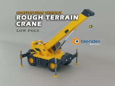 Rough Terrain Crane Heavy Vehicle Low-poly 3D model
