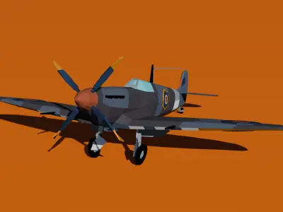 SpitFire Fighter Low Poly WW2 Low-poly 3D model
