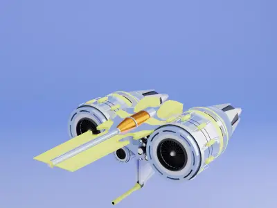 low poly spacecraft fighter Low-poly 3D model
