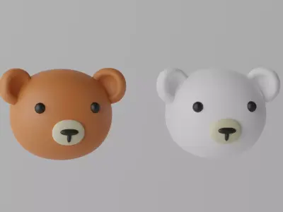 Cartoon Cute Bear Head 3D model