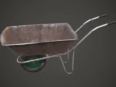 Old Wheelbarrow PBR Low Poly Low-poly 3D model